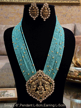 Load image into Gallery viewer, Laxmiji bold antique finish pendant set in 11 coloured beaded strings
