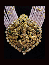 Load image into Gallery viewer, Laxmiji bold antique finish pendant set in 11 coloured beaded strings