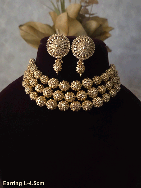 Triple matar bead mala choker set