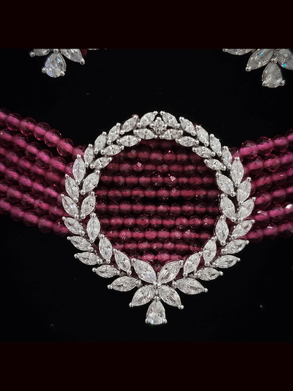 Circular AD leaf design center chik set with side ad tukdi