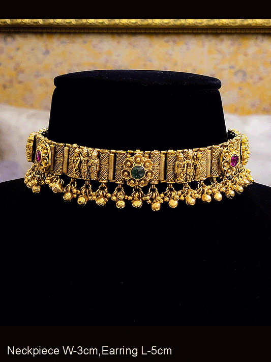 Alternate flower and Ram durbar design chik set with ghunghru hangings