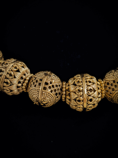 8" long matar mala with 1.5cm diameter beads with studs