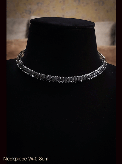 Marquise shaped coloured stones adjustable white finish neckpiece