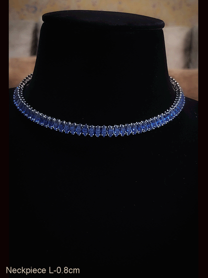 Marquise shaped coloured stones adjustable white finish neckpiece