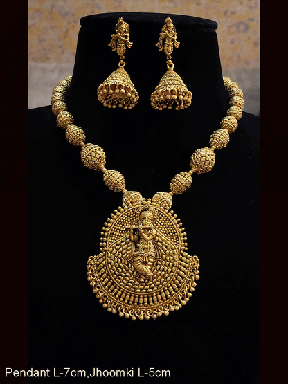 Krishna pendant with matar bead string set
