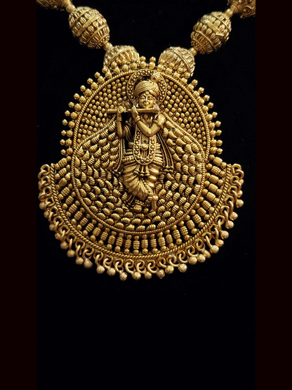 Krishna pendant with matar bead string set