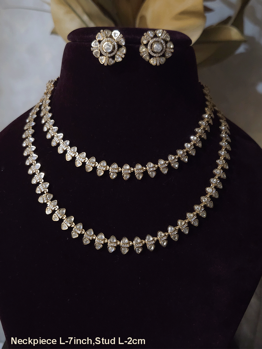 Double moissanite line with flower brooches on both sides