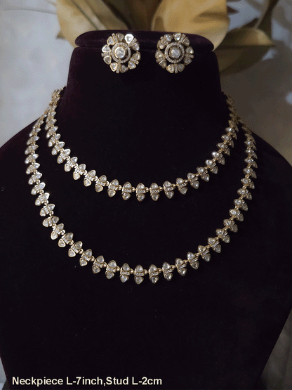 Double moissanite line with flower brooches on both sides