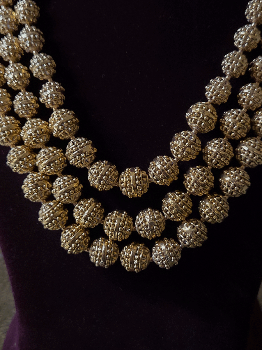 Triple layer 11 inch long matar bead mala with studs