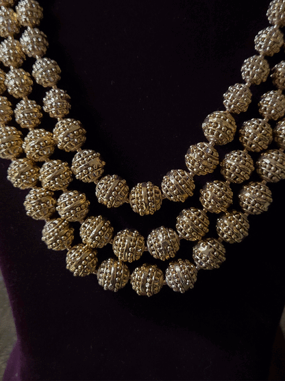 Triple layer 11 inch long matar bead mala with studs