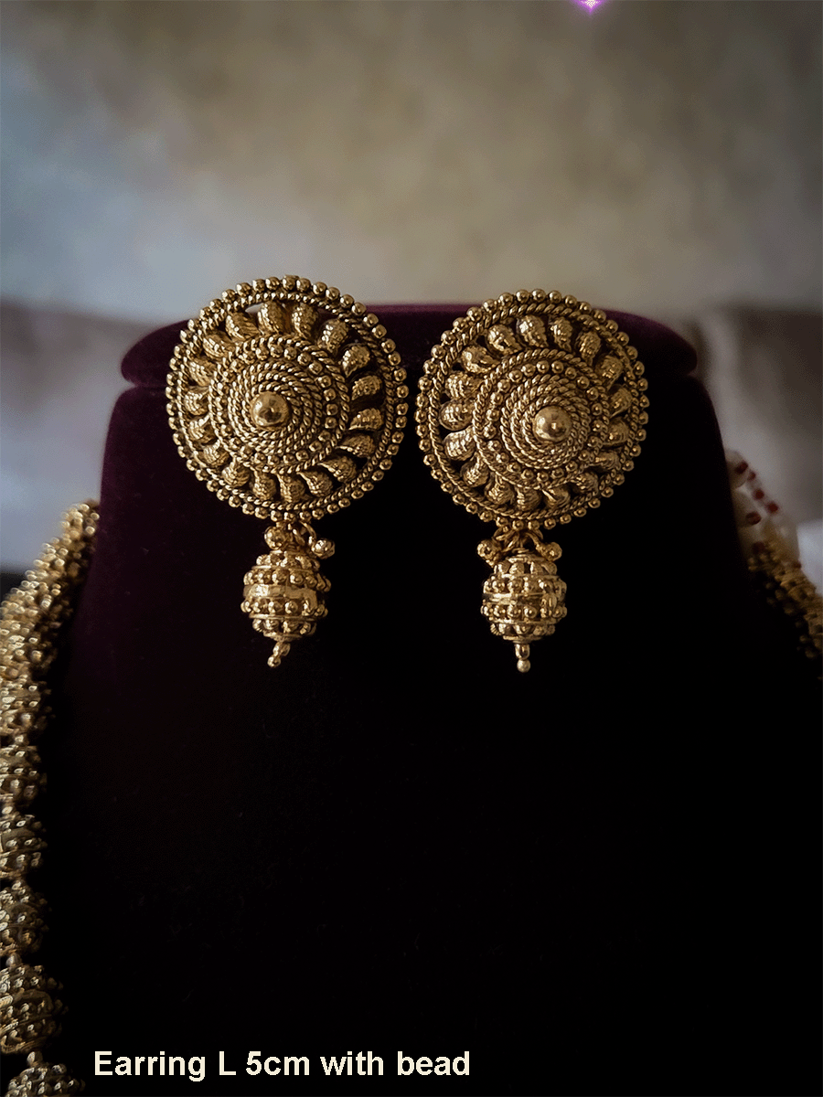 Triple layer 11 inch long matar bead mala with studs