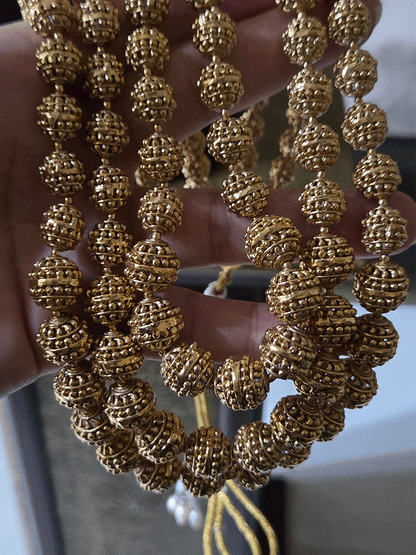 Triple layer 11 inch long matar bead mala with studs