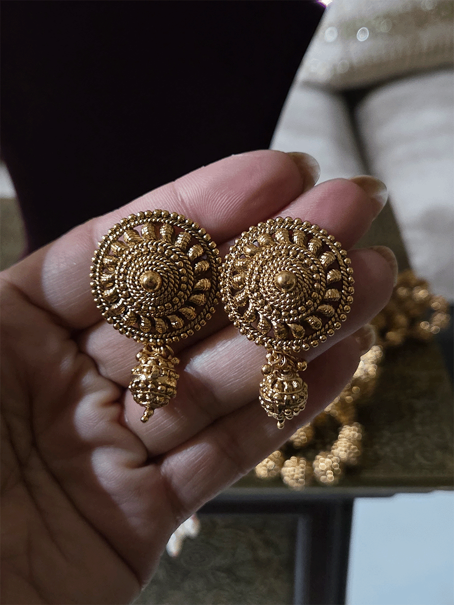 Triple layer 11 inch long matar bead mala with studs