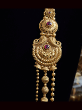 Load image into Gallery viewer, Long triple layer with matar bead mid string side flower design brooch set