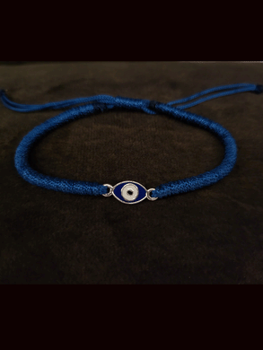 Sterling silver blue pull on thread evil eye rakhi