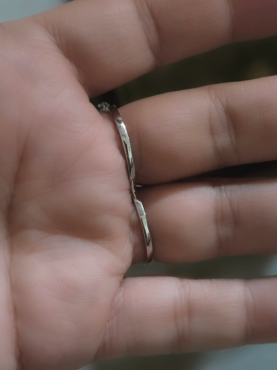 Double finger zircon studded three flower design adjustable ring