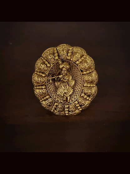 Oval intricate design adjustable krishnaji ring(4cm)