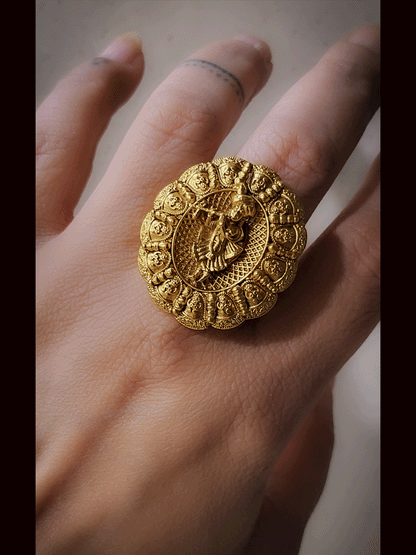 Oval intricate design adjustable krishnaji ring(4cm)