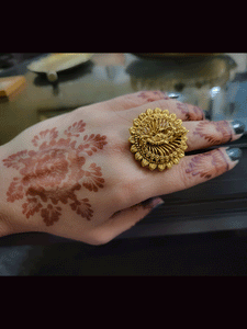 Leaf lace design adjustable krishna ji ring