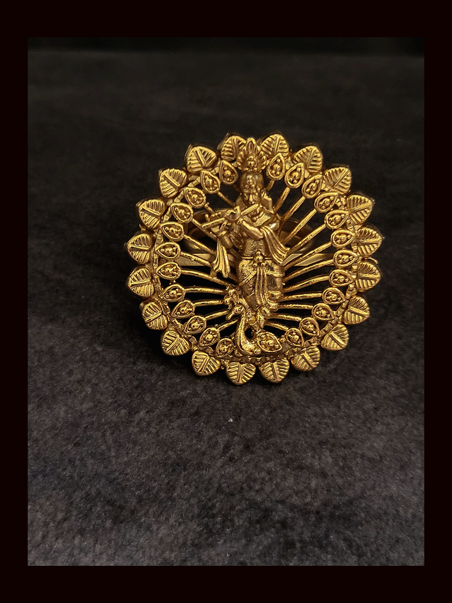 Leaf lace design adjustable krishna ji ring