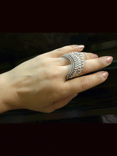 Load image into Gallery viewer, Double finger AD ring in rose gold and black finish