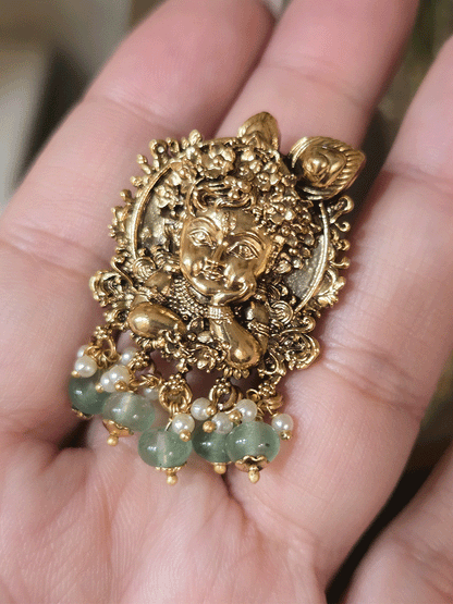 Bead hangings baby Krishna hand on face adjustable ring