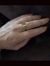 Load image into Gallery viewer, Adjustable lotus design paachi kundan ring