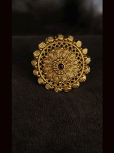 Load image into Gallery viewer, Flower with mesh design ruby stone circular openable ring
