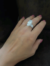 Load image into Gallery viewer, Oval shaped white stone adjustable ring with self design broad band