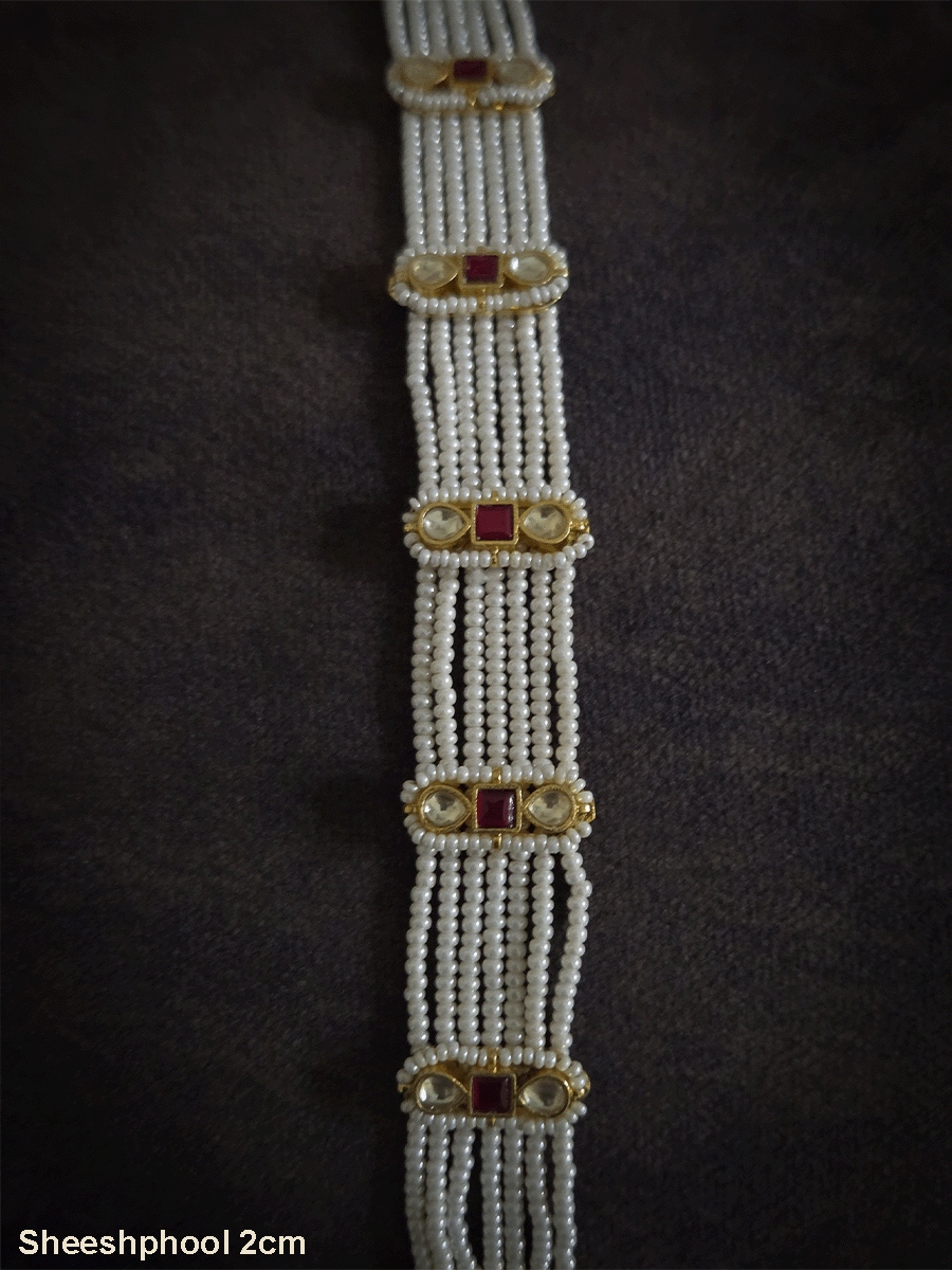 Paachi kundan tukdies in pearl strings sheeshphool 2cm broad