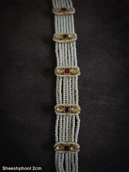 Paachi kundan tukdies in pearl strings sheeshphool 2cm broad