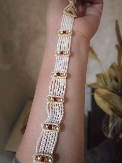 Paachi kundan tukdies in pearl strings sheeshphool 2cm broad