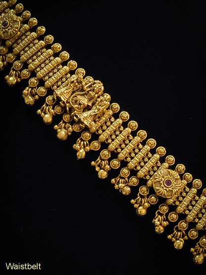 3cm broad krishna with nrityangana's and circular tukdies waistbelt