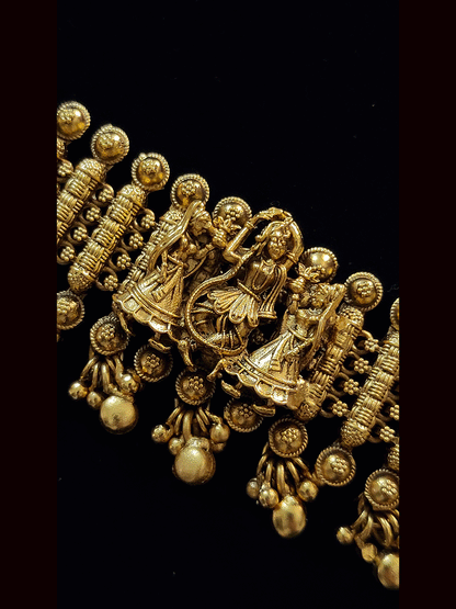 3cm broad krishna with nrityangana's and circular tukdies waistbelt