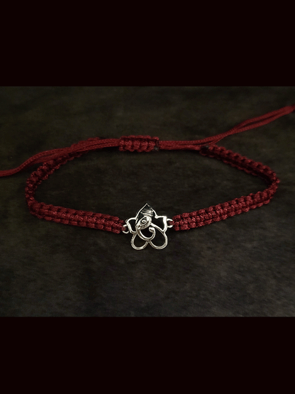 Sterling silver pullon thread ganpati ji rakhi