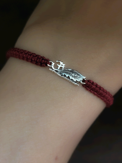 Om with feather cubic zirconia sterling silver rakhi
