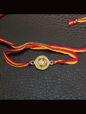 Circular AD and kundan mauli thread rakhi