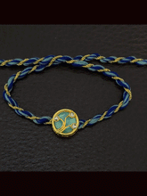 Load image into Gallery viewer, Round(1.5cm) coloured Kundan work with coloured thread rakhi