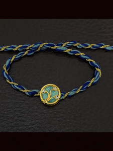 Round(1.5cm) coloured Kundan work with coloured thread rakhi