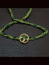 Load image into Gallery viewer, Round(1.5cm) coloured Kundan work with coloured thread rakhi