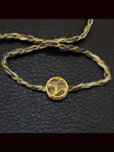 Load image into Gallery viewer, Round(1.5cm) coloured Kundan work with coloured thread rakhi