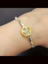 Load image into Gallery viewer, Round(1.5cm) coloured Kundan work with coloured thread rakhi