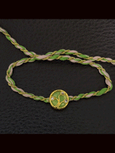 Load image into Gallery viewer, Round(1.5cm) coloured Kundan work with coloured thread rakhi