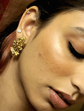Ganpatiji design earrings with different colour drops - Odara Jewellery
