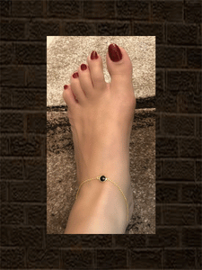 Sterling silver anklet with black onyx stone(single) - Odara Jewellery