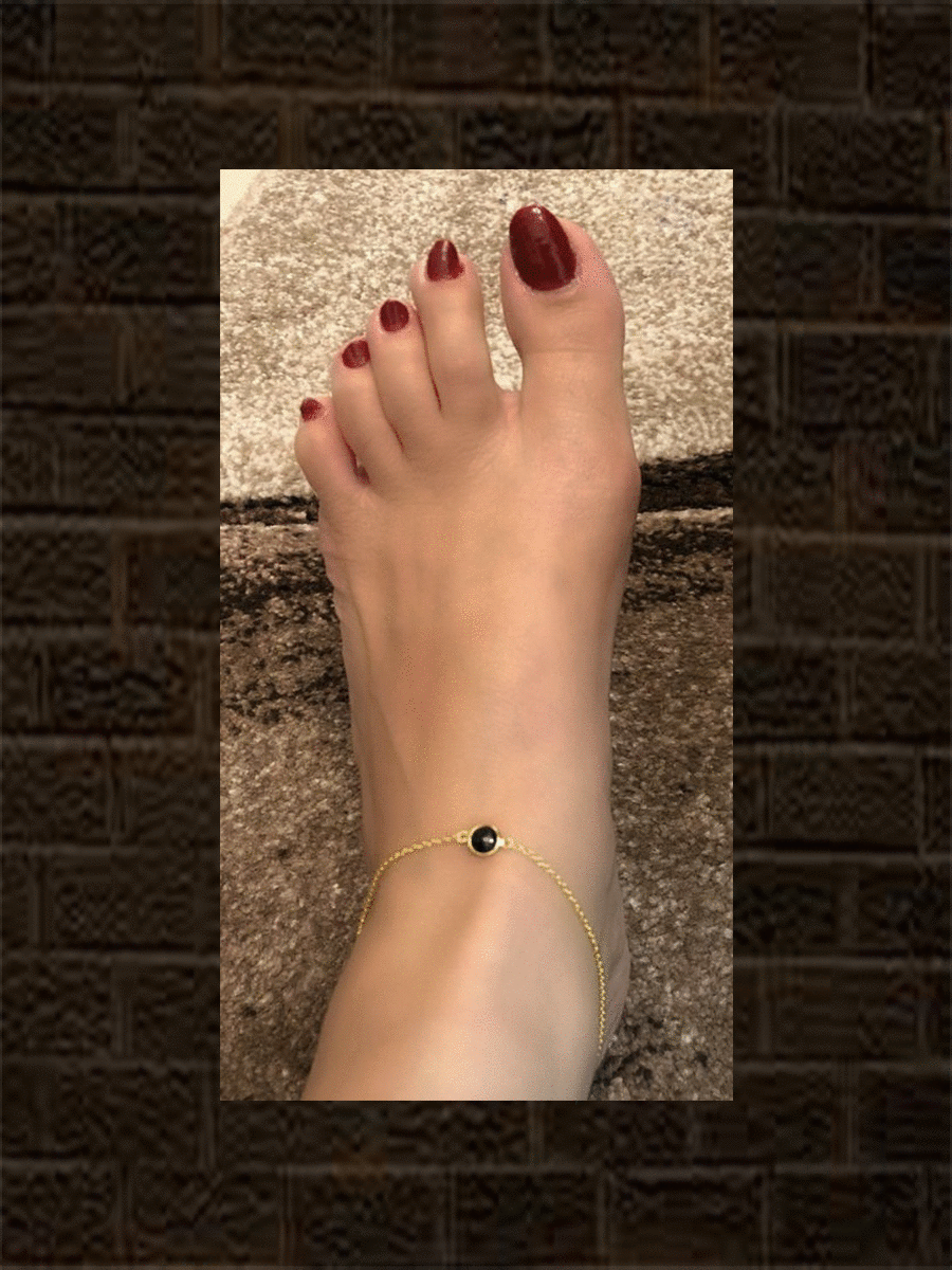 Sterling silver anklet with black onyx stone(single) - Odara Jewellery