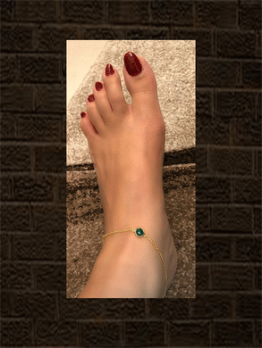 Sterling silver anklet with green onyx stone(single) - Odara Jewellery