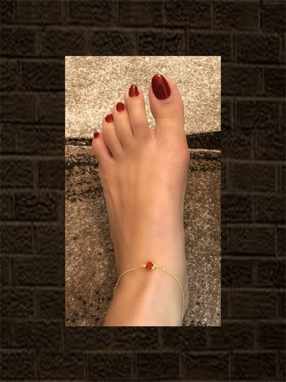 Sterling silver anklet with red onyx stone(single) - Odara Jewellery
