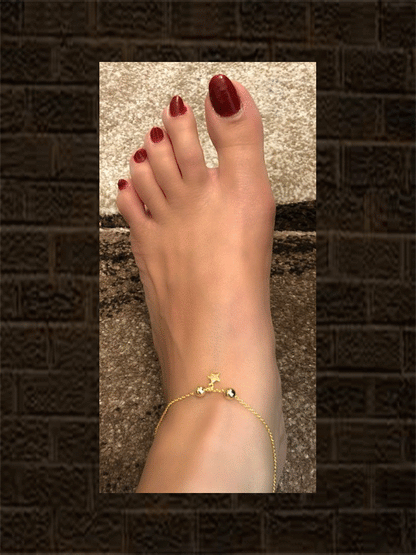 Sterling silver anklet with two gold beads and hanging star charm (single) - Odara Jewellery