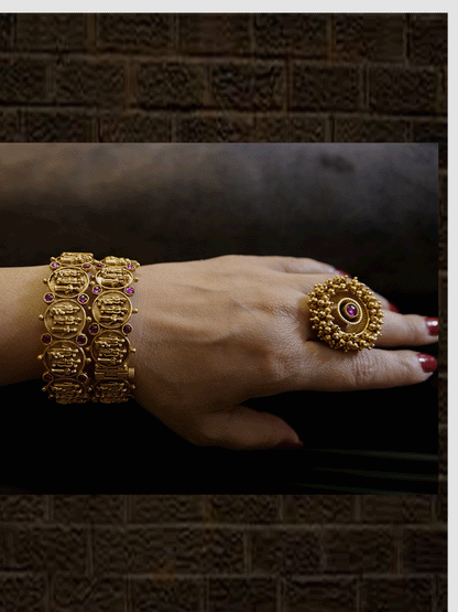 Set of two openable ram durbar kadas with ruby stones - Odara Jewellery